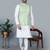 Men’s cream kurta churidar with green feather printed waistcoat (rg-19562-36)