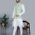 Men’s cream kurta churidar with green feather printed waistcoat (rg-19562-36)