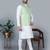 Men’s cream kurta churidar with green feather printed waistcoat (rg-19562-36)