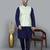 Men’s navy blue kurta churidar with green feather printed waistcoat (rg-19563-36)