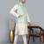 Men’s double tone kurta churidar with green feather printed waistcoat (rg-19564-36)