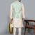Men’s double tone kurta churidar with green feather printed waistcoat (rg-19564-36)