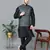 Men   s black kurta churidar with printed black box waistcoat (rg-19565-36)