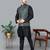 Men’s black kurta churidar with printed black box waistcoat (rg-19565-36)