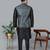 Men’s black kurta churidar with printed black box waistcoat (rg-19565-36)