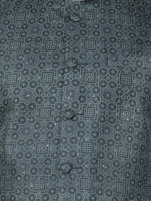Men   s cream kurta churidar with printed black box waistcoat (rg-19566-36) 4