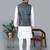 Men’s cream kurta churidar with printed black box waistcoat (rg-19566-36)