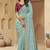 Sea green zari and cords georgette saree with designer blouse fabric