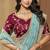Sea green zari and cords georgette saree with designer blouse fabric