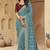 Dusty sky zari and cords georgette saree with designer blouse fabric