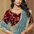 Dusty sky zari and cords georgette saree with designer blouse fabric