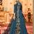 Blue Slub Silk Embroidered Wedding Wear Designer Anarkali Suit