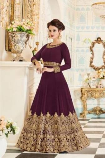 Mazenta Georgette Embroidered Wedding Wear Designer Anarkali Suit