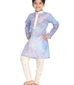 boy's blue and cream kurta pyjama set