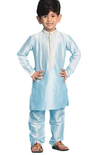 Jbn creation boy's aqua kurta and pyjama