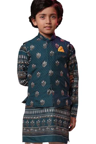 boy's navy blue nehru jacket