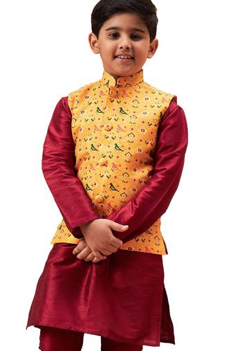 boy's yellow nehru jacket