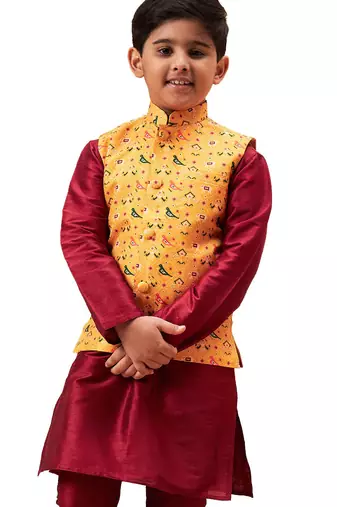 boy's yellow nehru jacket