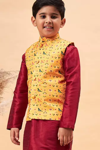 boy's yellow nehru jacket