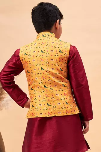 boy's yellow nehru jacket