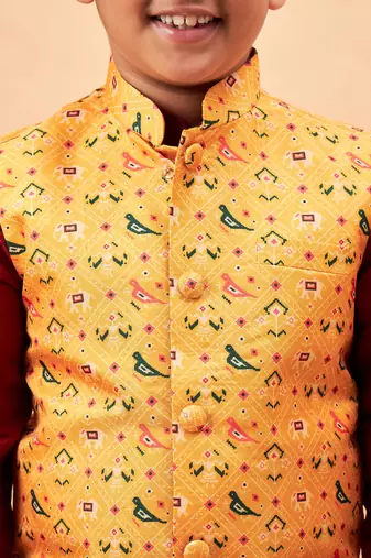 boy's yellow nehru jacket