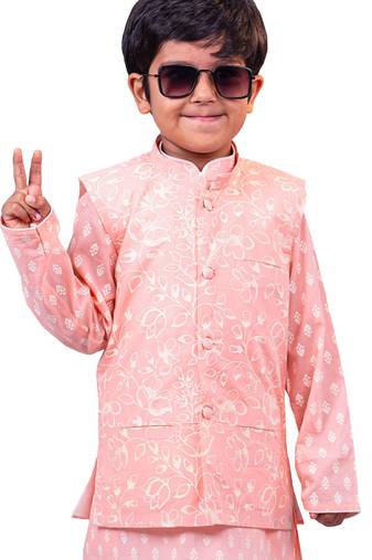 boy's peach nehru jacket