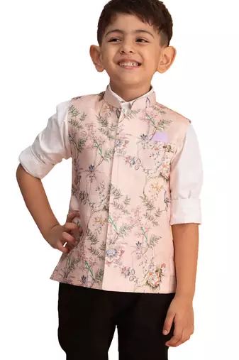 boy's pink nehru jacket