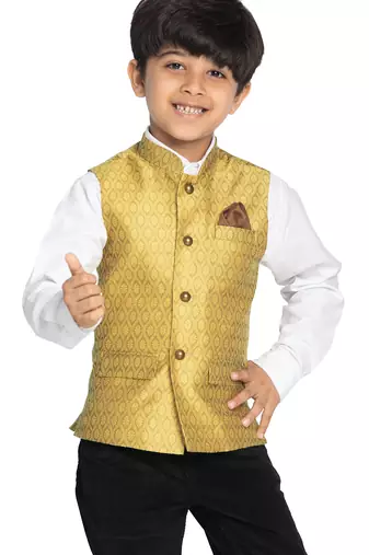 Jbn creation boy's yellow nehru jacket