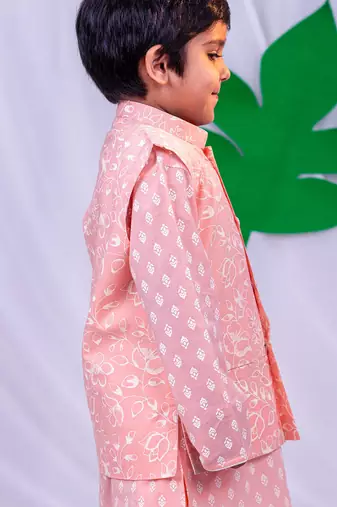 boy's peach nehru jacket
