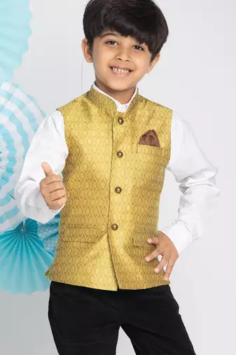 boy's yellow nehru jacket