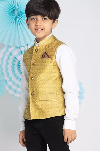 boy's yellow nehru jacket