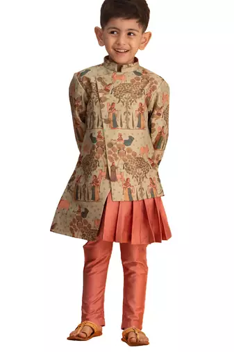 boy's green and pink ethnic combo set