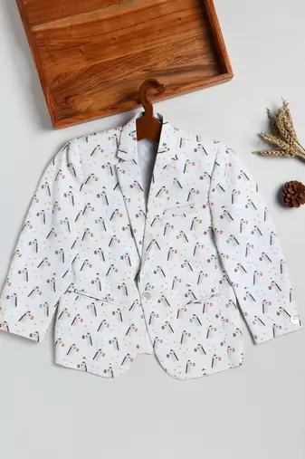boy's white blazer
