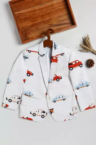 boy's white blazer