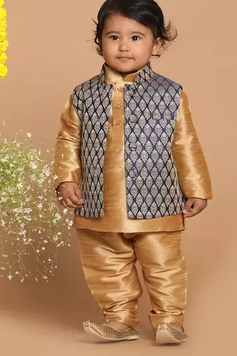 Jbn creation infant boys silk blend nehru jacket