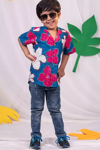 boys' blue ethnic shirt