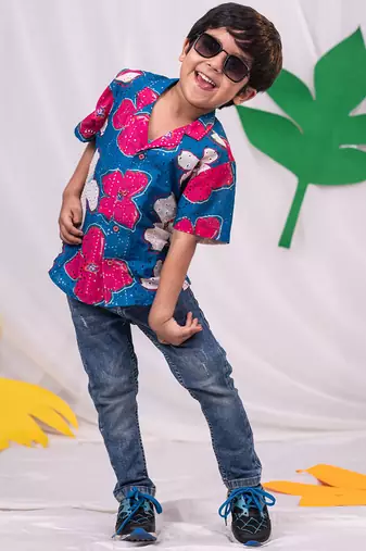 boys' blue ethnic shirt