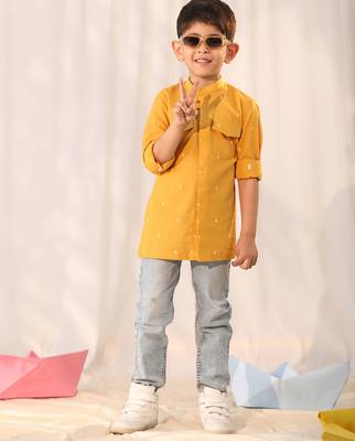 boys' mustard ethnic shirt 1