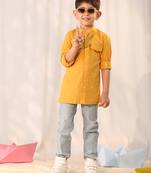 boys' mustard ethnic shirt