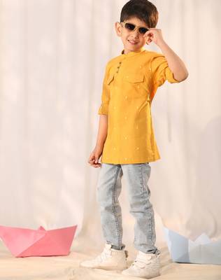 boys' mustard ethnic shirt 2