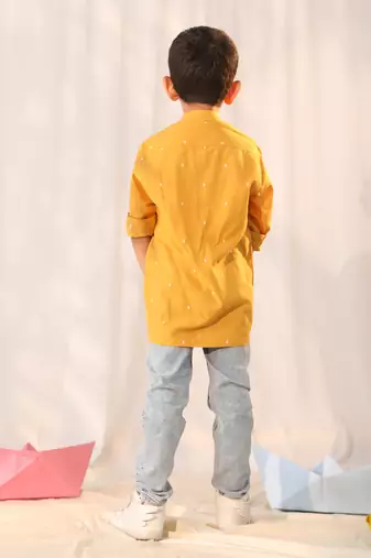 boys' mustard ethnic shirt