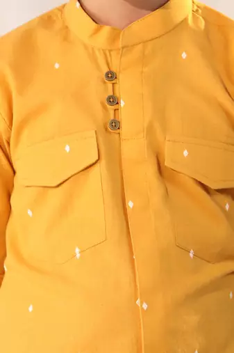 boys' mustard ethnic shirt