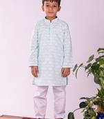 boys' green and white kurta and pyjama set