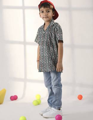 boys' bottle green ethnic shirt 2