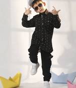 boys' black ethnic shirt