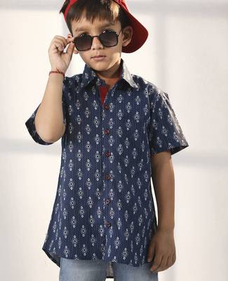 boys' navy blue ethnic shirt 1