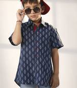 boys' navy blue ethnic shirt