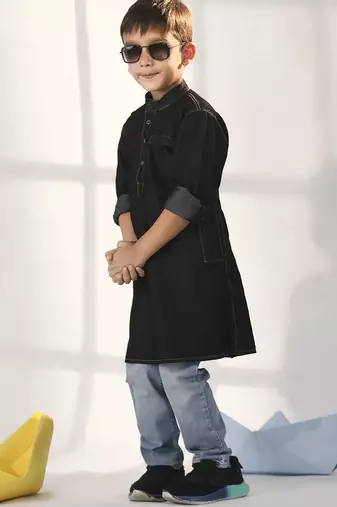 boys' black kurta