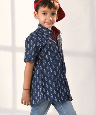 boys' navy blue ethnic shirt 2