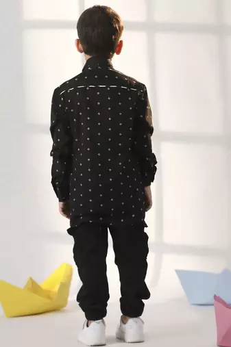 boys' black ethnic shirt